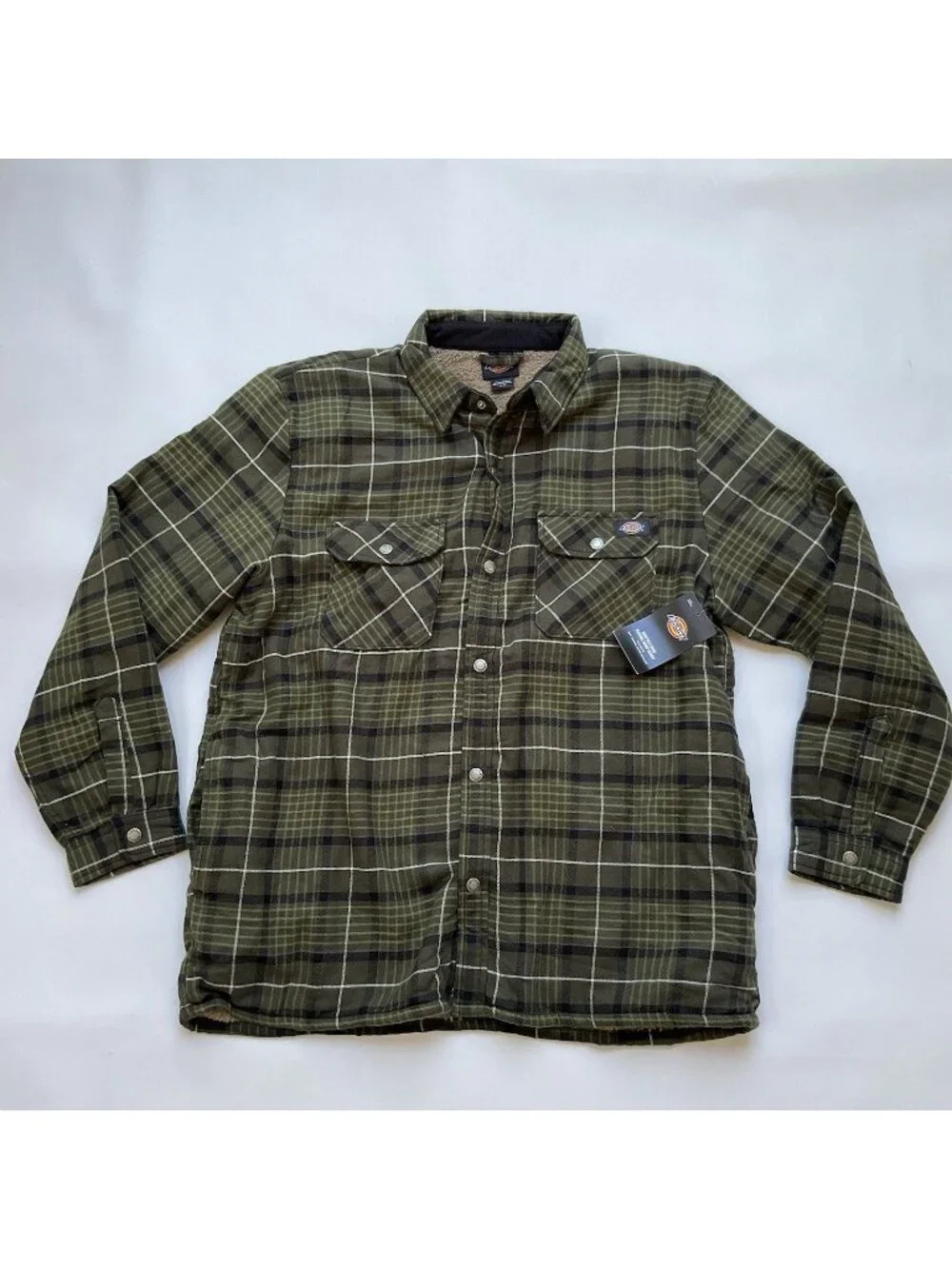 Dickies Men’s Sherpa Lining Flannel Shirt Jacket Relax Fit W/Repellent Size 3XL